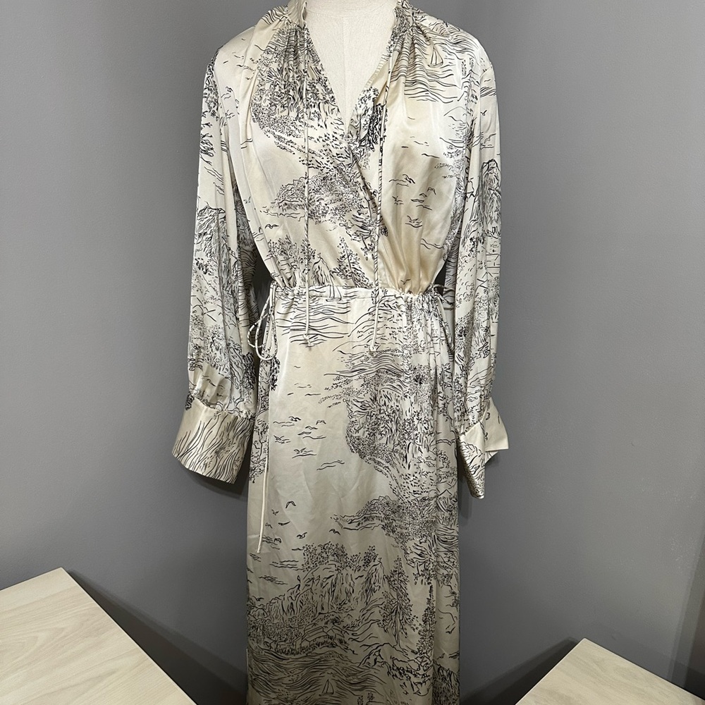 H&M Elegant Printed Satin Midi Dress